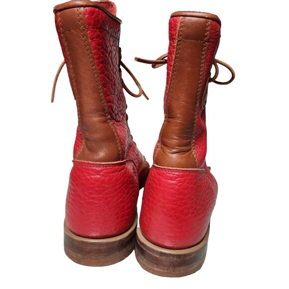 Justin Roper Kiltie Boots Red Vintage Size 7B Pebbled Leather - Picture 3 of 9